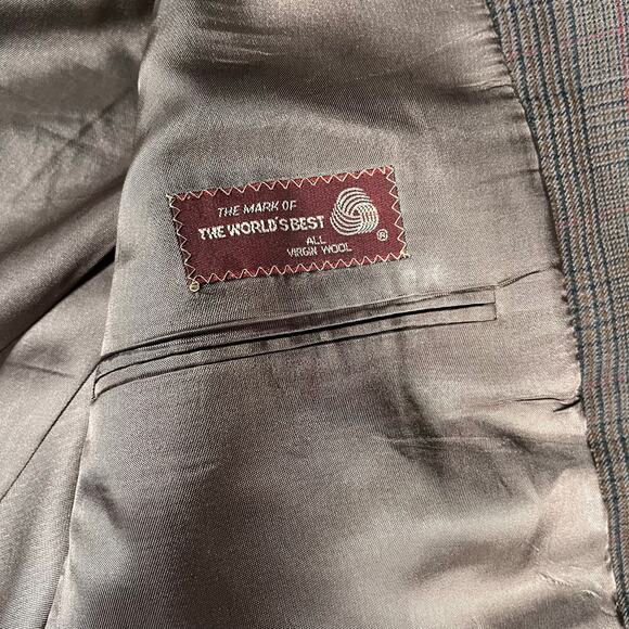 Vintage Chaps Ralph Lauren Mens Sports Coat 44R Tattersall Virgin Wool Academia - Picture 10 of 11